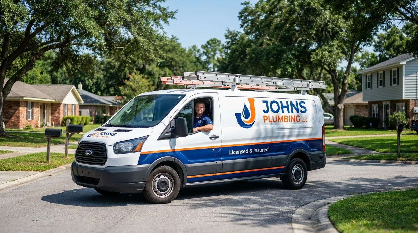 Johns Plumbing LLC service van in Sterling Heights, MI