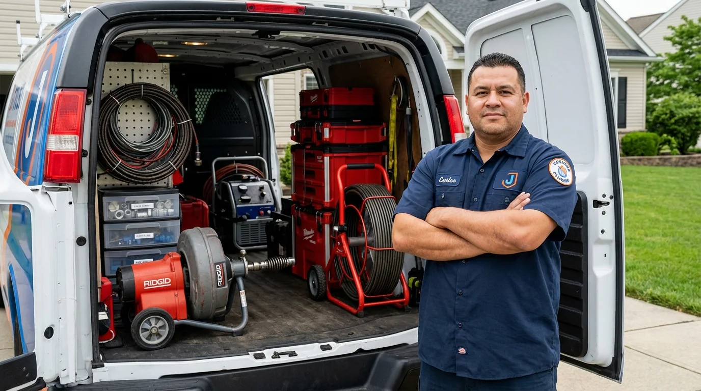 Professional drain cleaning equipment and Johns Plumbing LLC plumber in Sterling Heights