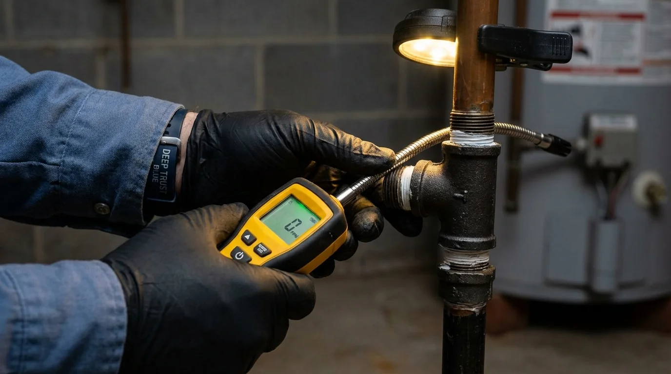 Gas leak detection with electronic sniffer by Johns Plumbing LLC in Sterling Heights
