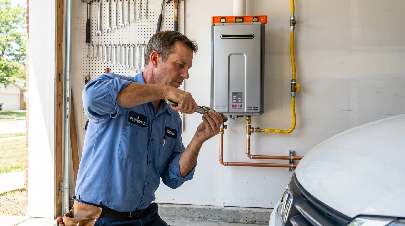 Tankless water heater installation by a Johns Plumbing LLC plumber in Sterling Heights